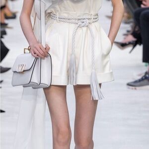 VALENTINO Ivory High-Rise Leather Shorts